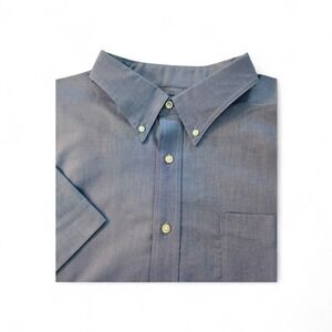 NWOT Lands End Short Sleeve Button Down Shirt Mens 2XL Blue
